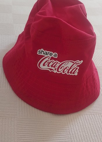 Kırmızı Kadın Bucket Şapka Coca-Cola Logo