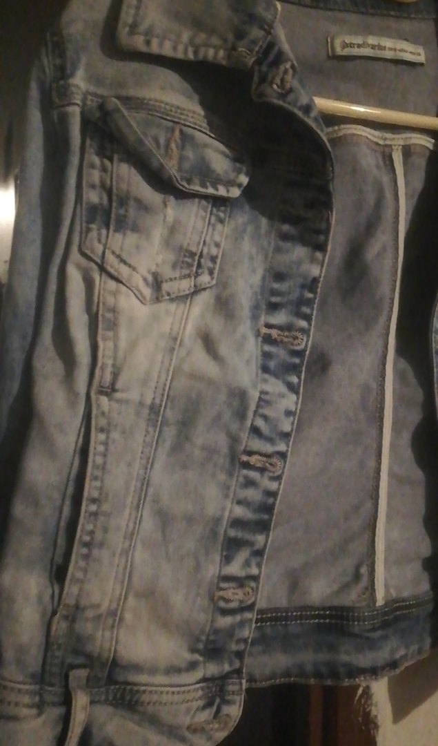 Düğmeli Kadın Kot Ceket Mavi Gri - Görsel 2