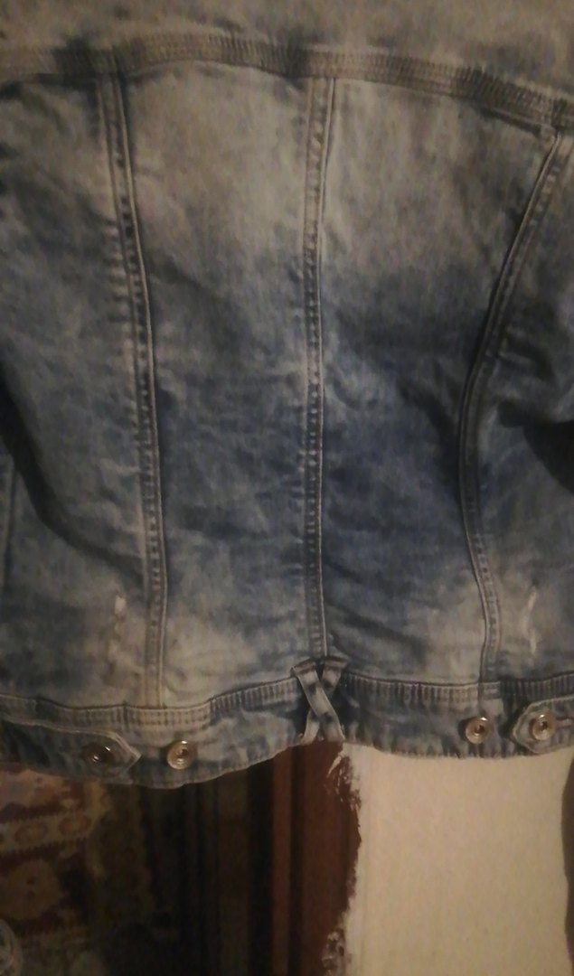 Düğmeli Kadın Kot Ceket Mavi Gri - Görsel 4