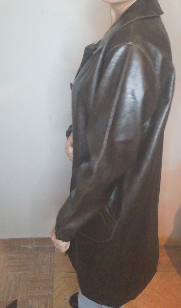 Düğmeli Kahverengi Deri Kadın Ceket - Görsel 3