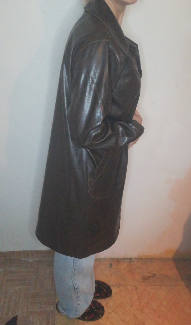 Düğmeli Kahverengi Deri Kadın Ceket - Görsel 2