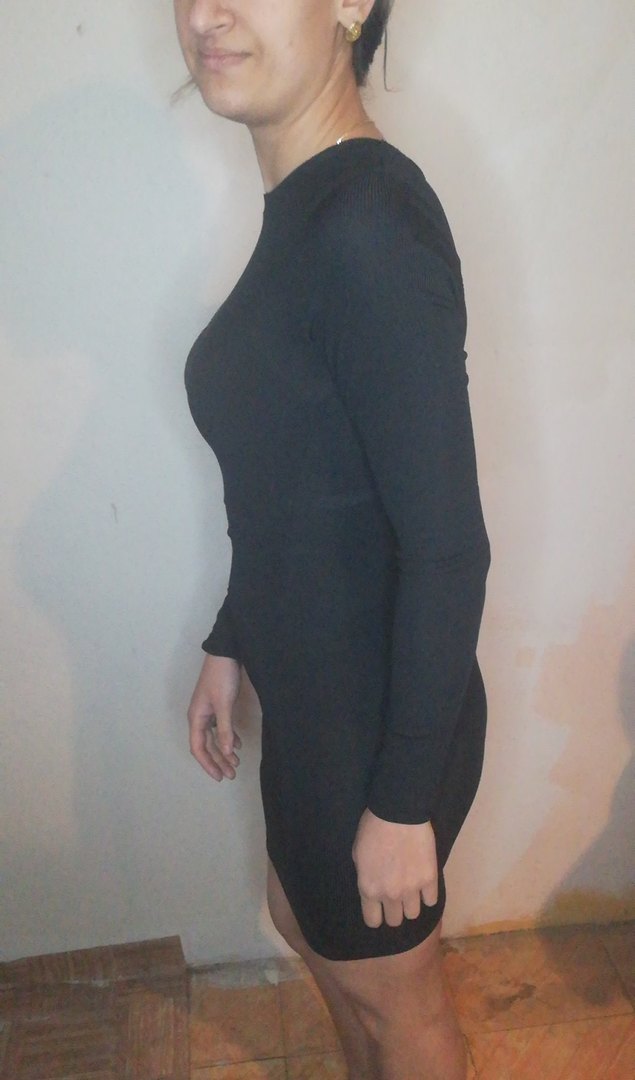 Uzun Kollu Siyah Midi Triko Elbise - Görsel 5