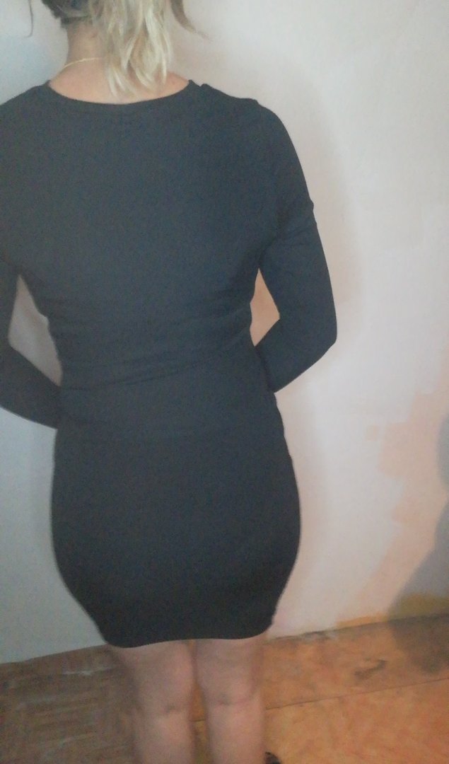 Uzun Kollu Siyah Midi Triko Elbise - Görsel 4