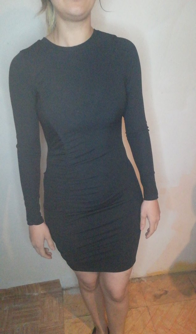 Uzun Kollu Siyah Midi Triko Elbise - Görsel 2