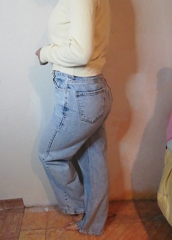 Salaş Kesim Midi Boy Kadın Kot Pantolon - Görsel 3