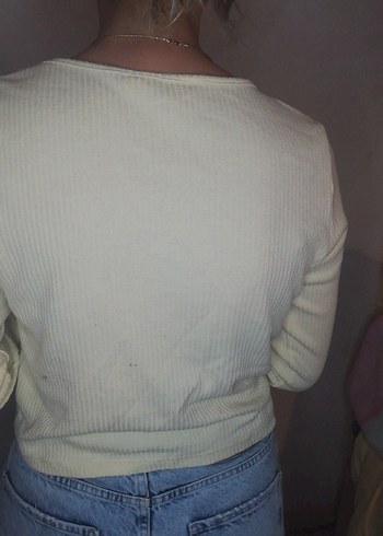 Düğmeli V Yakalı Kadın Hırka - Görsel 5