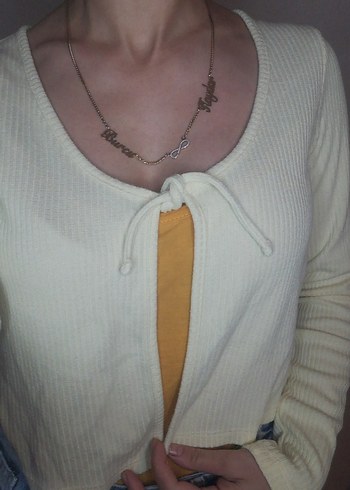 Düğmeli V Yakalı Kadın Hırka - Görsel 2