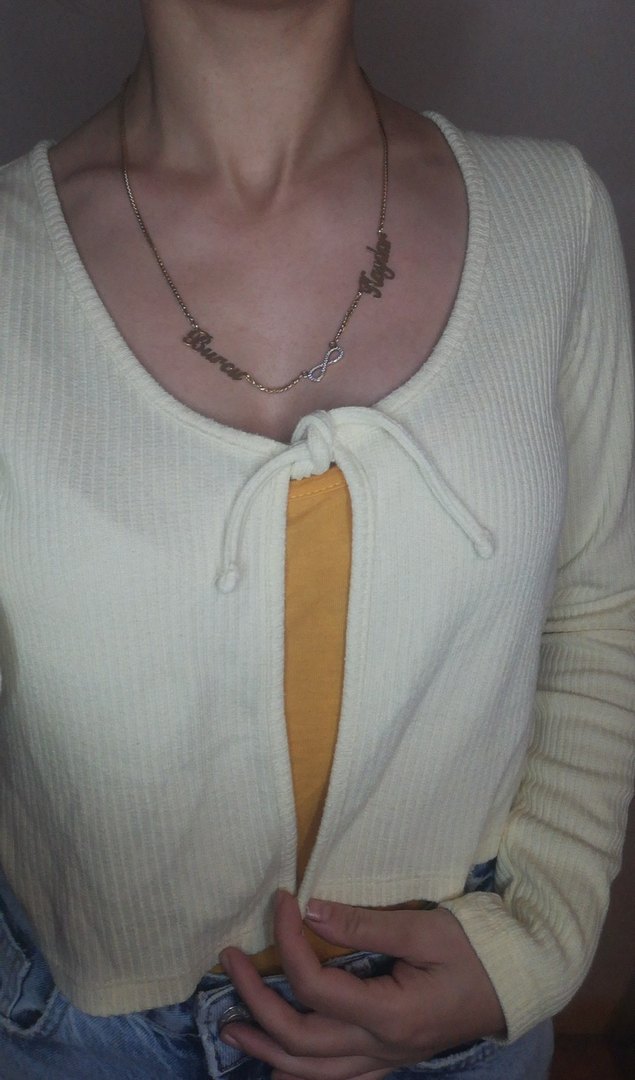 Düğmeli V Yakalı Kadın Hırka - Görsel 2