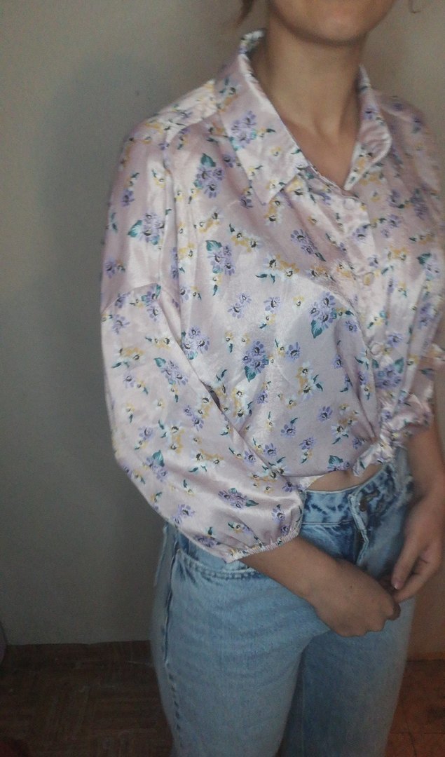 Pembe Çiçek Desenli Relaxed Fit Gömlek - Görsel 4