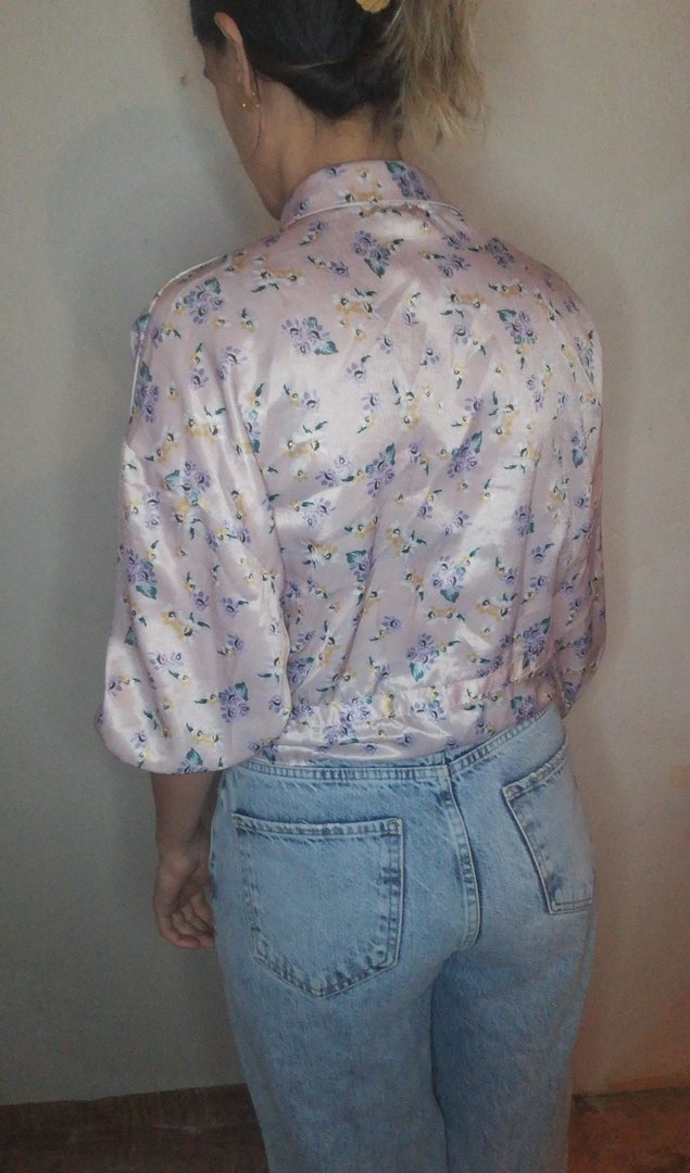 Pembe Çiçek Desenli Relaxed Fit Gömlek - Görsel 3