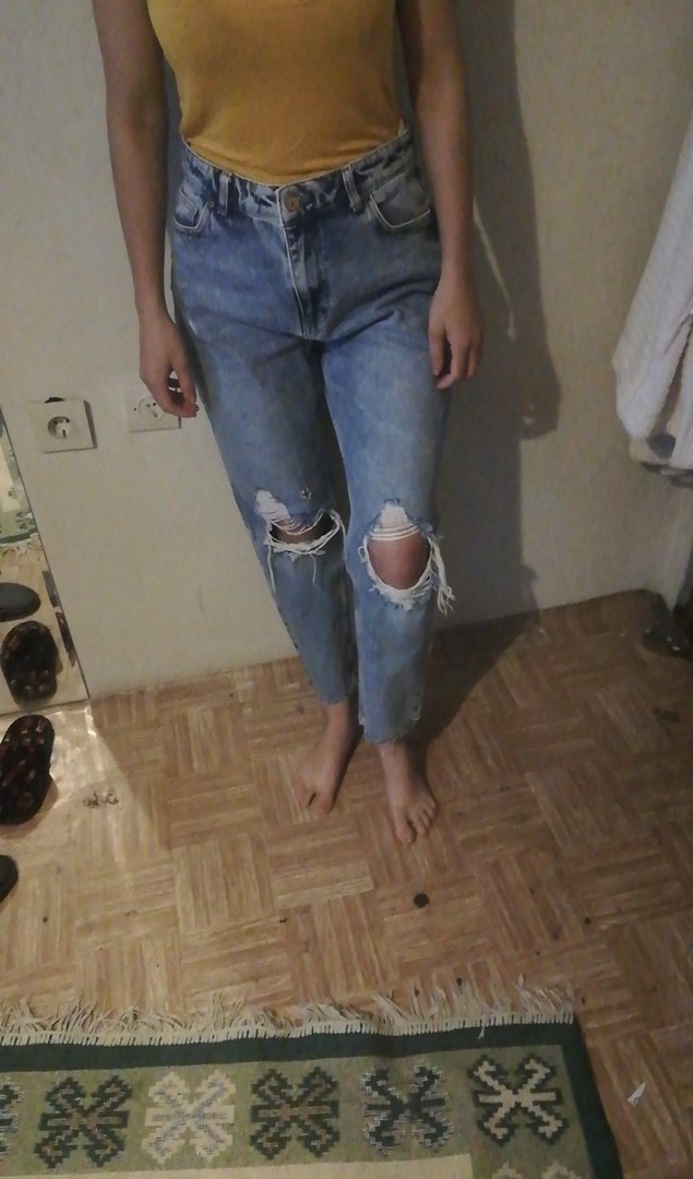 Kadın Açık Mavi Yırtık Bol Kesim Jean - Görsel 2