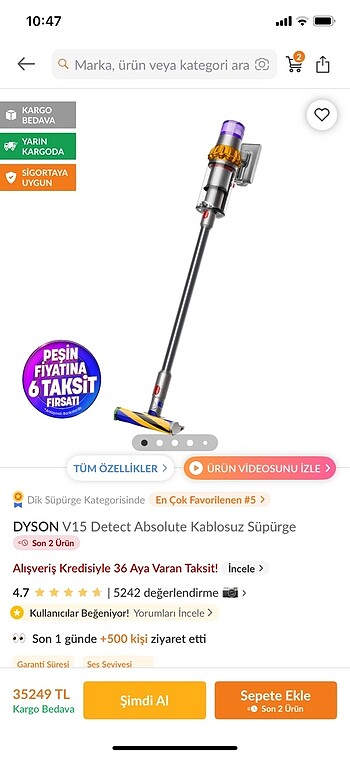DYSON V15 DETECT ABSOLUTE SÜPÜRGE