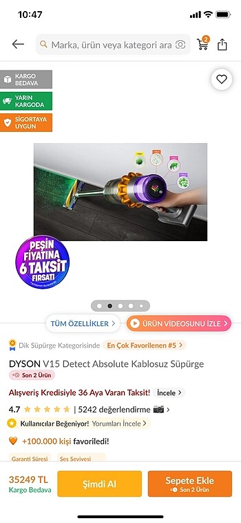 Dyson DYSON V15 DETECT ABSOLUTE SÜPÜRGE