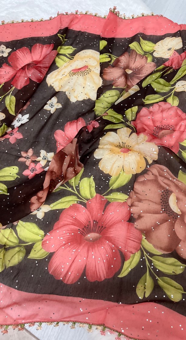 Kadın iğne oyalı eşarp simli - Görsel 5