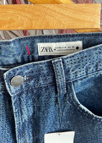36 Beden mavi Renk Kadın Mavi Denim pullu Jean