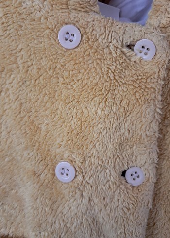 Kapüşonlu Erkek kız sarı Peluş Mont - Görsel 3