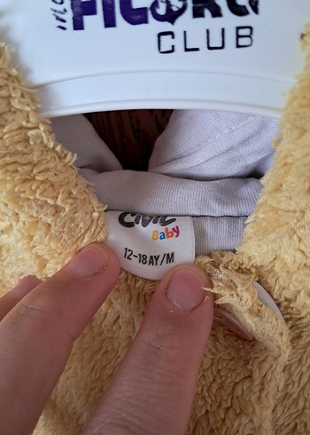 Kapüşonlu Erkek kız sarı Peluş Mont - Görsel 5