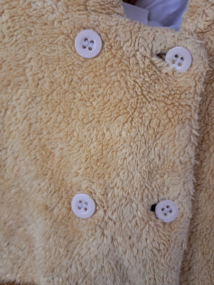 Kapüşonlu Erkek kız sarı Peluş Mont - Görsel 3