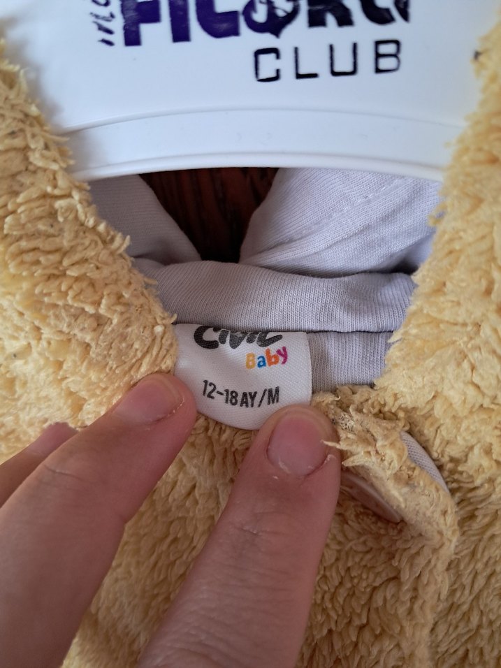 Kapüşonlu Erkek kız sarı Peluş Mont - Görsel 5