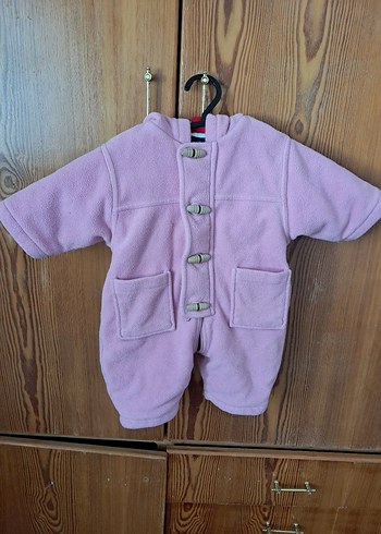 Düğmeli Pembe Bebek Kış Tulumu - Görsel 5