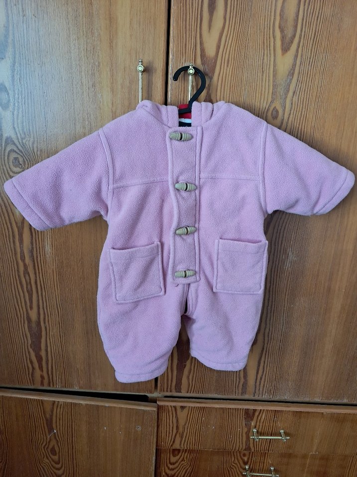 Düğmeli Pembe Bebek Kış Tulumu - Görsel 5