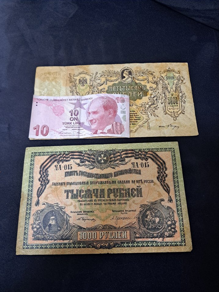 2 Adet Koleksiyonluk Rusya 1919 yıllarına ait Büyük küpürlü para - Görsel 3