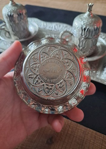 İşlemeli 4 Adet fincan takımı 3 Adet lokumluk tepsi le beraber - Görsel 7