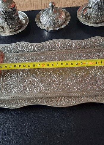 İşlemeli 4 Adet fincan takımı 3 Adet lokumluk tepsi le beraber - Görsel 8