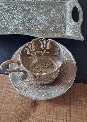 İşlemeli 4 Adet fincan takımı 3 Adet lokumluk tepsi le beraber - Görsel 11