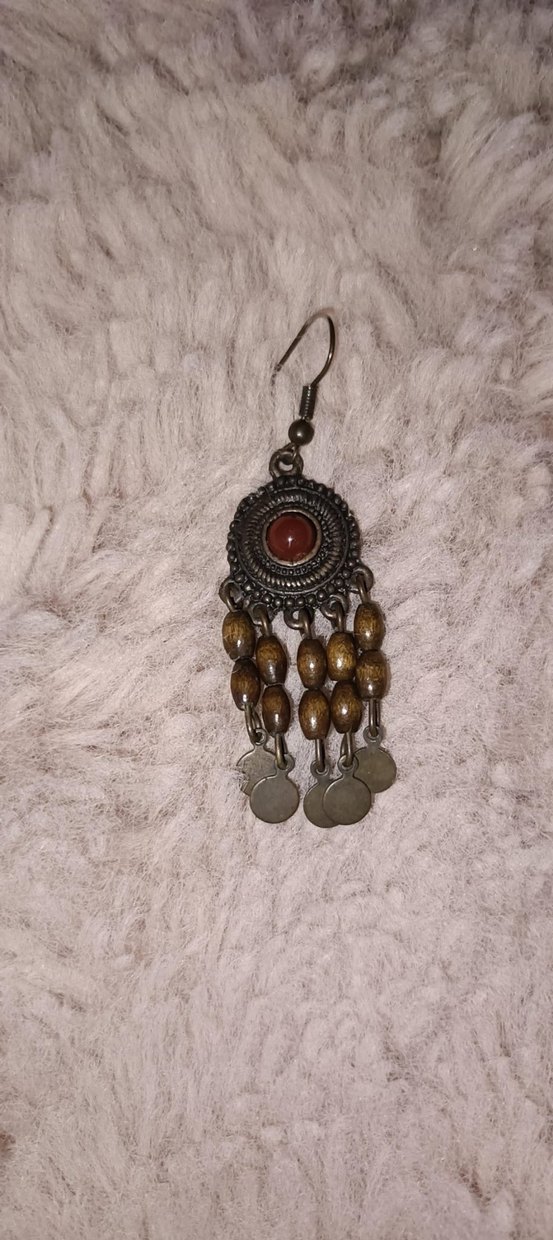 Bohem Uzun Boncuklu Kahverengi Küpe - Görsel 3