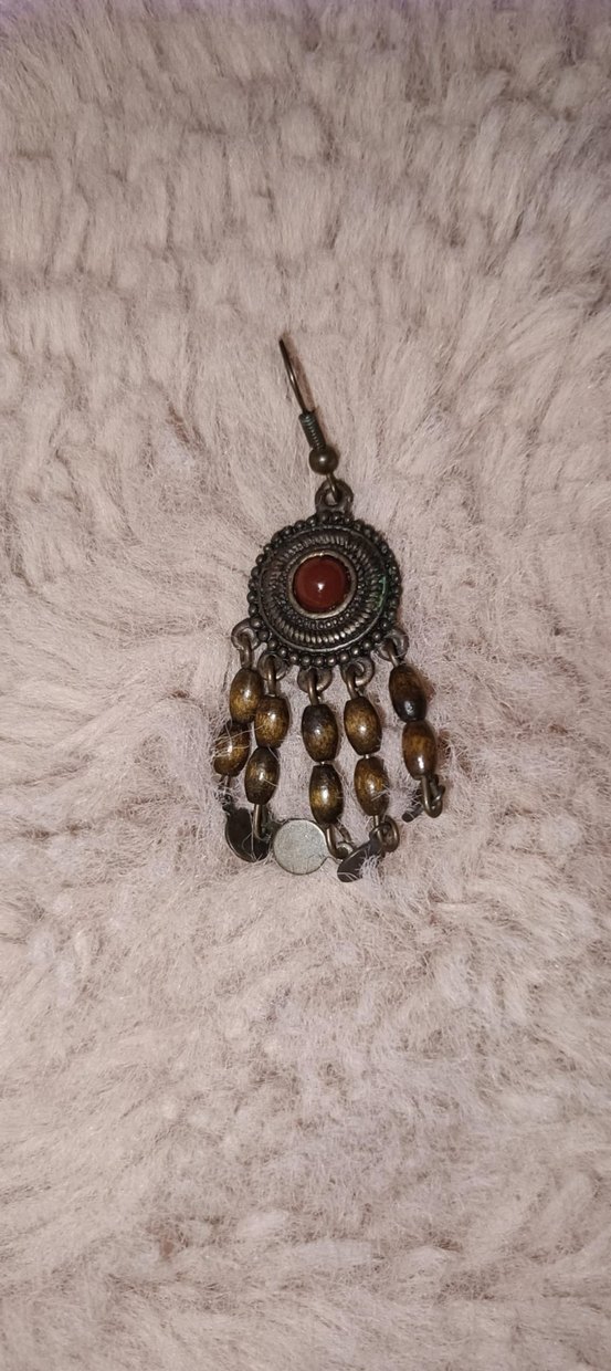 Bohem Uzun Boncuklu Kahverengi Küpe - Görsel 2