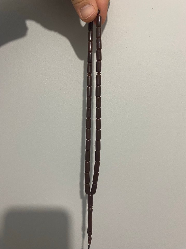 Kahverengi Ful Sistemli Kehribar Erkek Tesbih - Görsel 3