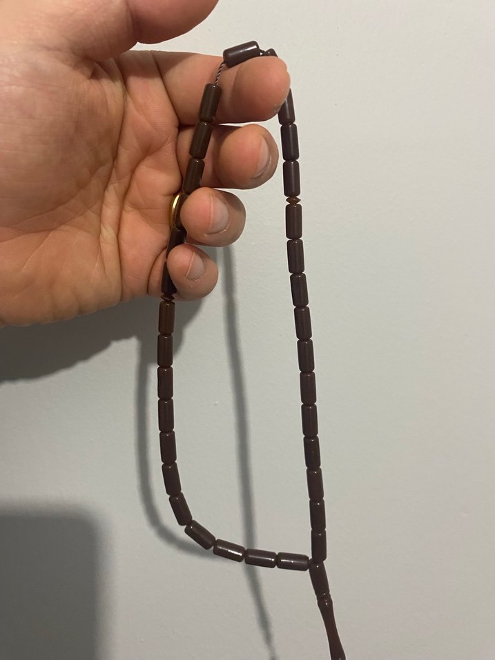 Kahverengi Ful Sistemli Kehribar Erkek Tesbih - Görsel 2