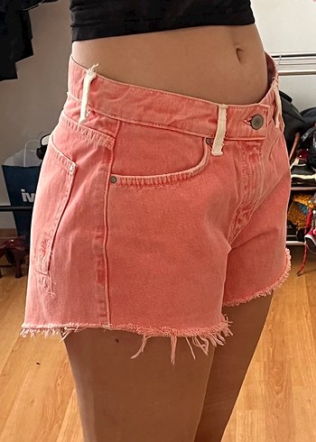 Pembe Kadın Midi Denim Şort - Görsel 2