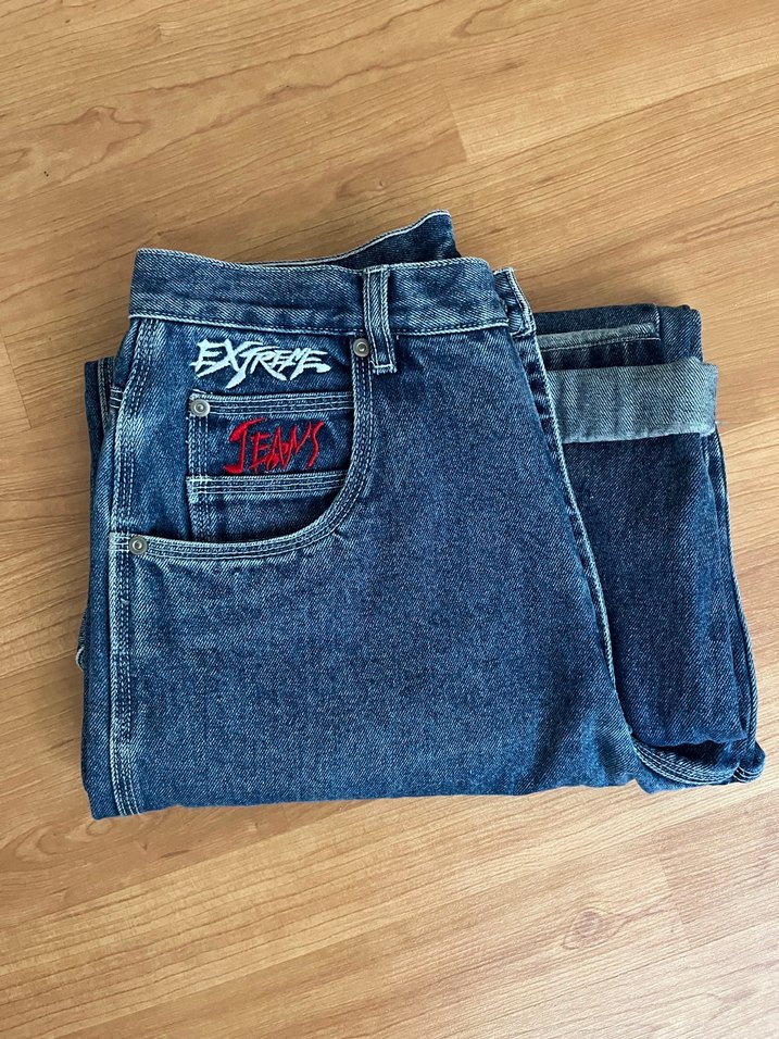 Kadın Lacivert Geniş Paça Denim Pantolon - Görsel 3