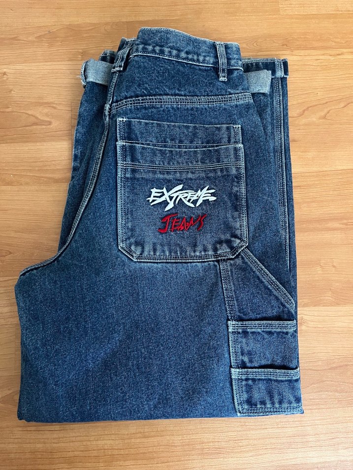Kadın Lacivert Geniş Paça Denim Pantolon - Görsel 4