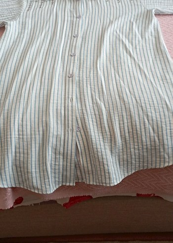 Düğmeli Uzun Kollu Keten Kadın Gömlek - Görsel 5