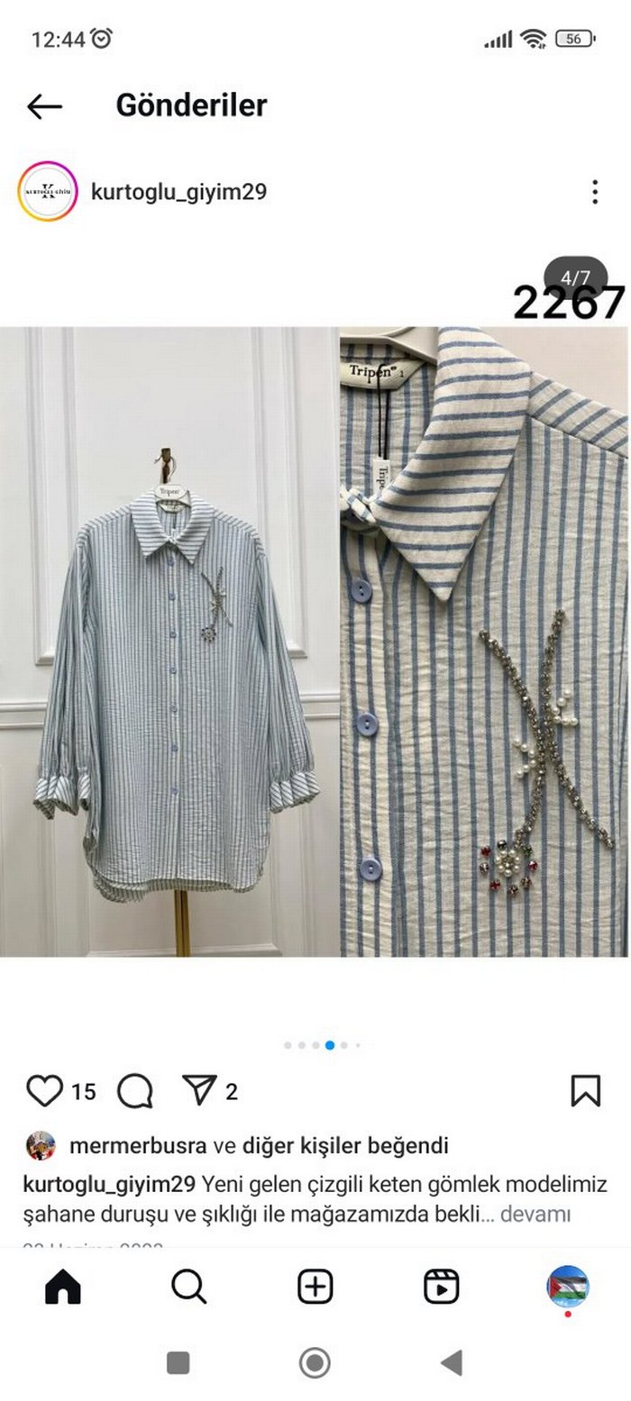 Düğmeli Uzun Kollu Keten Kadın Gömlek - Görsel 4