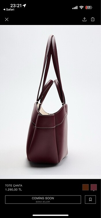 Beden bordo Renk Zara canta