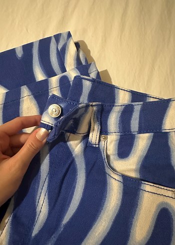 34 Beden mavi Renk H&M Mavi Batik Desenli Pantolon