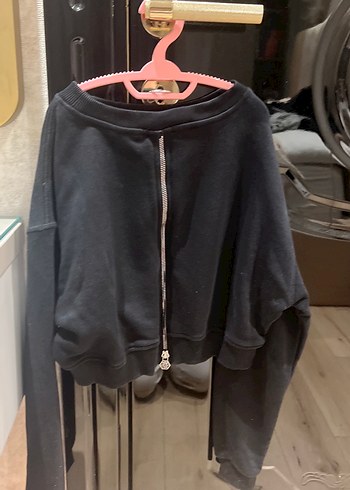 Diğer Çocuk Siyah Baskılı Kısa Sweatshirt