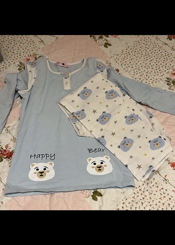 Mavi Baskılı Uzun Kollu çocuk Pijama Takımı hiç giyilmedi