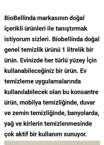diğer Beden beyaz Renk Biobellinda ürünlerim