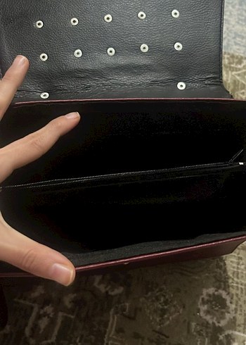 Bordo Deri Tokalı Vintage Kadın Çanta - Görsel 2