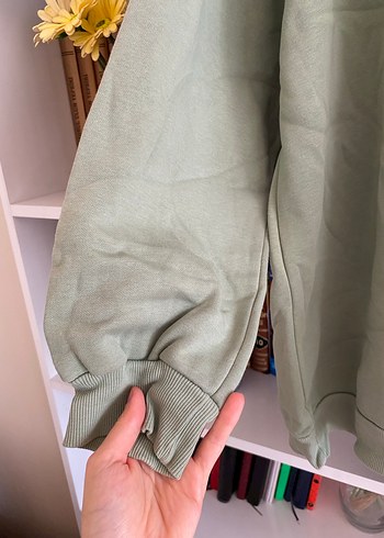 xl Beden yeşil Renk Uzun Kollu Rahat Kapüşonlu Sweatshirt