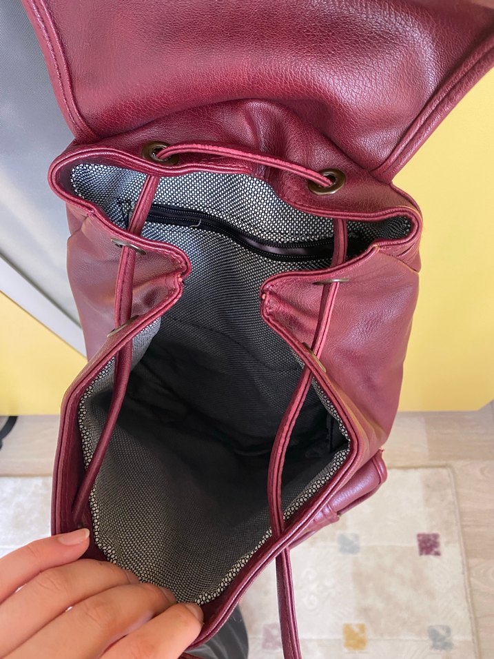 Bordo Deri Çanta - Görsel 4