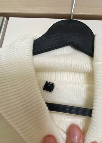 Kadın Beyaz Boğazlı Salaş Kazak - Görsel 3