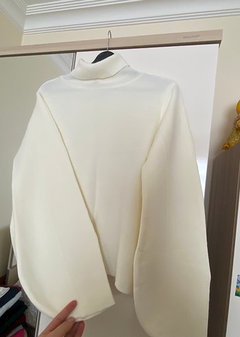 Kadın Beyaz Boğazlı Salaş Kazak - Görsel 2