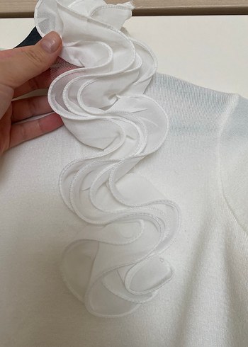 Beyaz Triko Bluz - Görsel 4