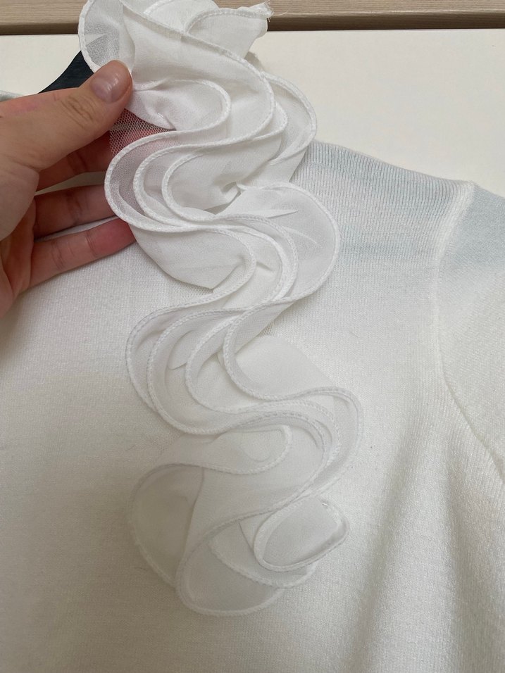 Beyaz Triko Bluz - Görsel 4